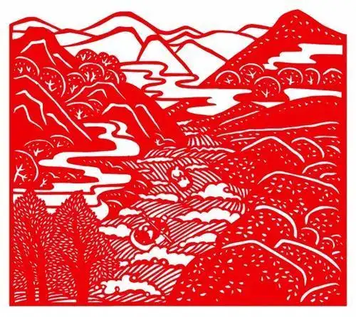 剪纸山水风景图案及步骤