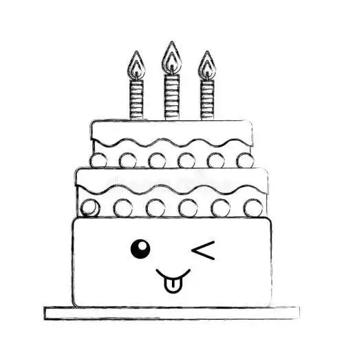 简笔画蜡烛生日蛋糕