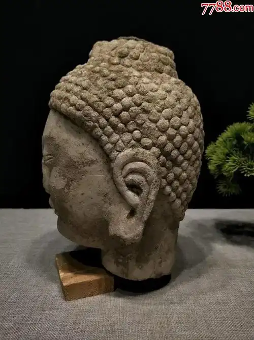 唐代汉白玉佛头