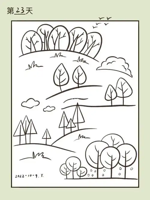 73ipad控笔打卡第23天森林简笔画