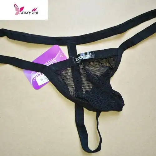 男士性感低腰透明u凸单丁字内裤t裤网纱透气速干男丁字裤内裤fish