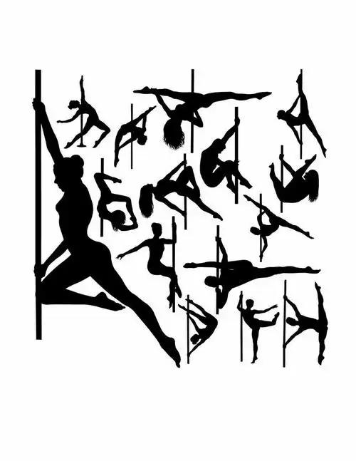 各种正在跳钢管舞的美女剪影png图片免抠矢量素材