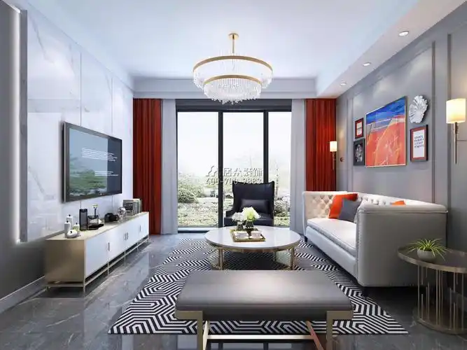 金港豪庭70平方米现代简约风格平层户型客厅装修效果图
