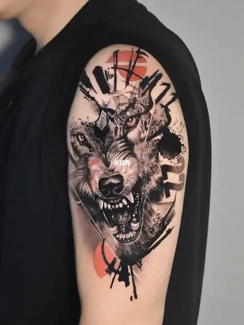 写实狼纹身