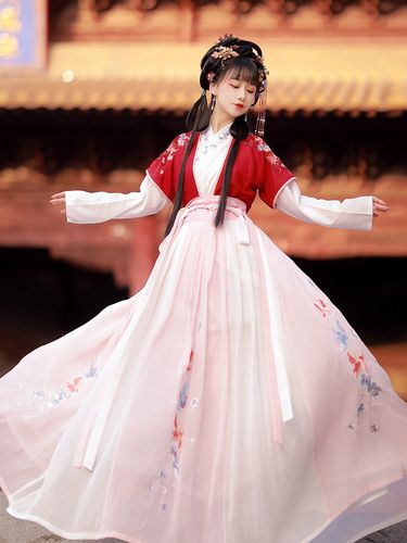 汉服2021新款古装交领对襟半臂齐腰中国国风汉服