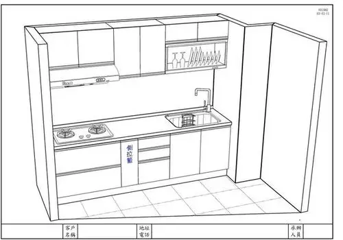 厨具设计初图    开放式厨房的油烟处理;建议使用「斜背式/深罩式排油
