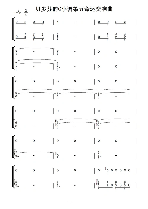贝多芬的c小调第五命运交响曲(贝多芬)(原版)钢琴双手简谱 钢琴谱