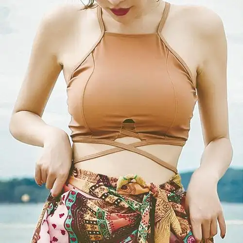 三生三世-w小调bikini三件套比基尼保守小胸聚拢遮肚显瘦游泳衣