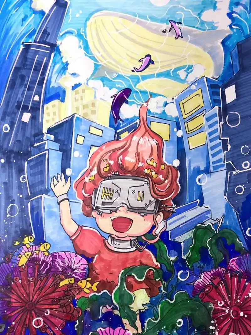 科幻画 海底世界 学生作品分享 海底世界