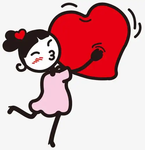 抱着爱心的女孩