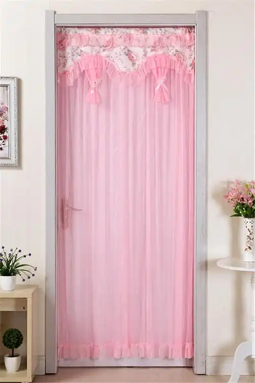 纱门帘布艺防蚊纱门帘卧室蕾丝简易隔断帘子客厅夏季装饰家用加密