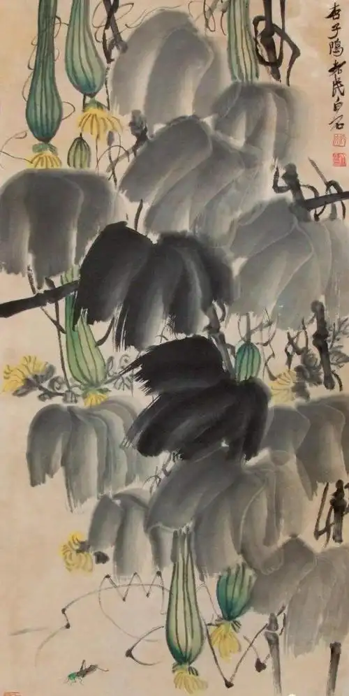 十大国画名家的丝瓜图——浓浓的田园味道,野趣十足,清趣无限