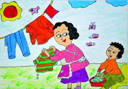 帮妈妈洗衣服/少儿绘画作品/儿童画/网络美术馆_中国少儿美术教育网