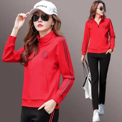 女士运动服套装春装2020新款两件件套大码春秋休闲运动套装