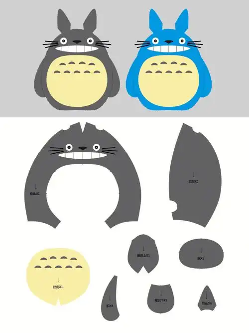 你们要的龙猫玩偶图纸版图来啦易上手