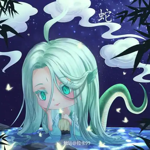 十二生肖q版拟人～小蛇蛇插画图片壁纸