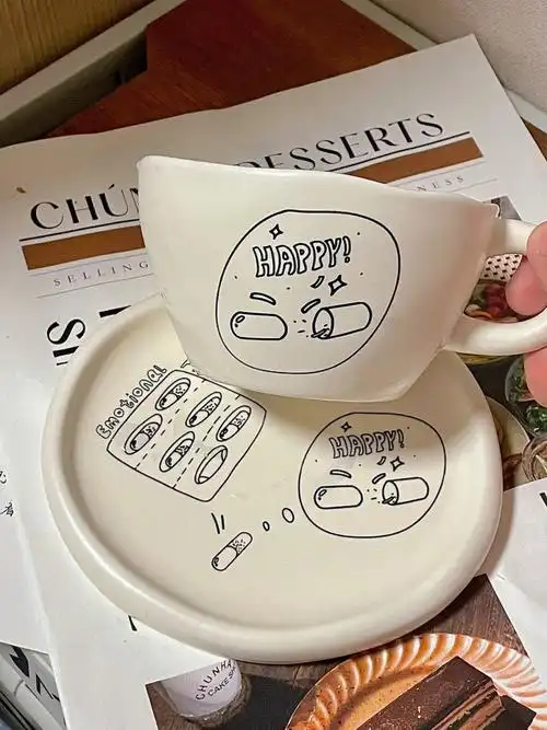 这个手绘咖啡杯也太好看了