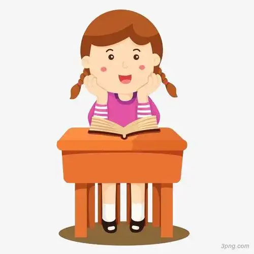 托着腮听课的女孩