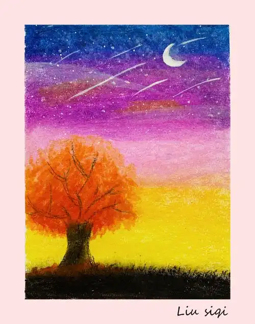 蜡笔画油画棒原创