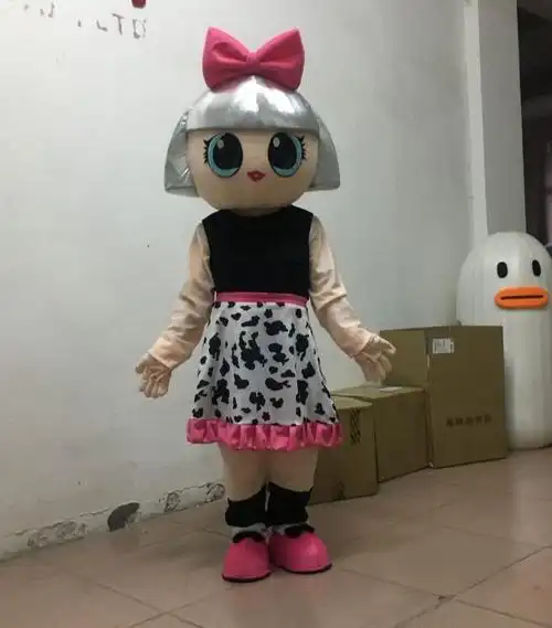 国外大眼女孩卡通服装行走人偶现货道具服玩偶服装头套传单服