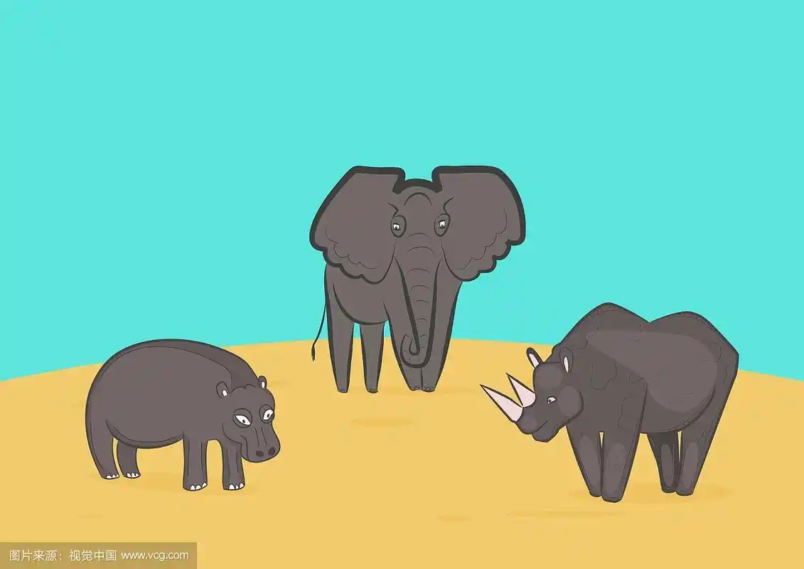 大象,犀牛和河马