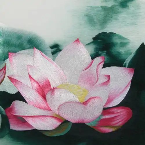 精品刺绣 《荷花图》