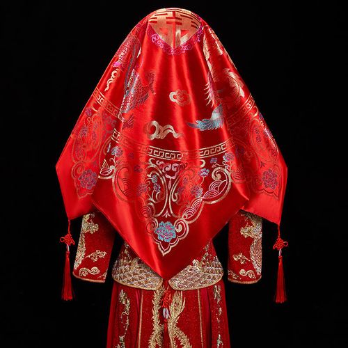 红盖头新娘中式婚礼新款结婚流苏秀禾服红色盖头高档头纱秀禾蒙头