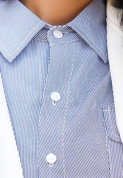 原创海军风蓝条纹衬衫方领插肩袖宽松版衬衣双层袖口前短后长衬褂