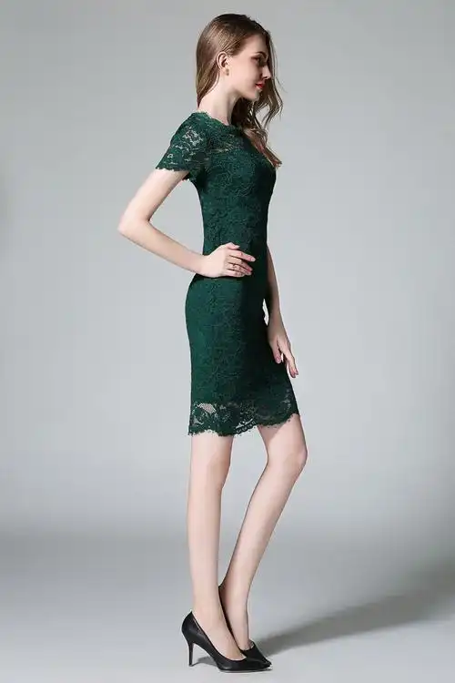 高端蕾丝连衣裙夏季气质2021年新款女装水溶镂空修身显瘦包臀裙子