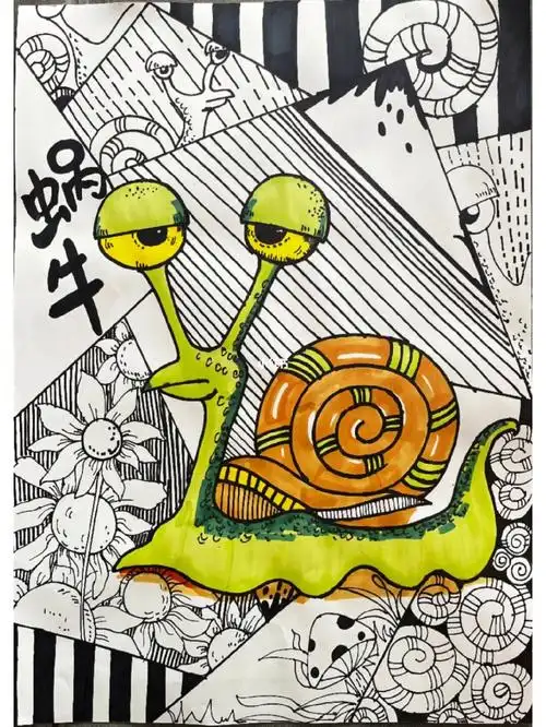 蜗牛创意线描 7-9岁创意美术