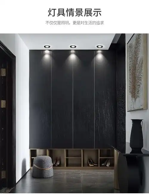 一极喜光无频闪led嵌入式黑色射灯筒灯过道走廊桶灯客厅家用北欧天花