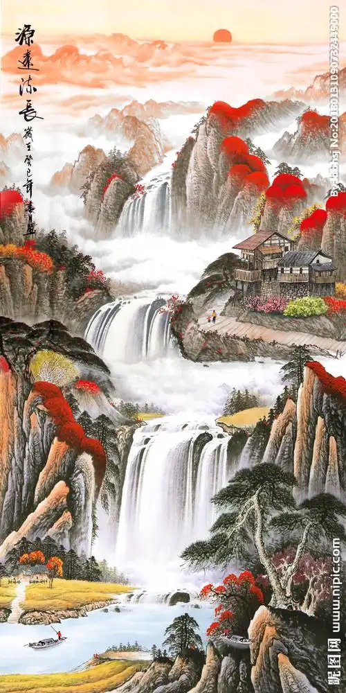 源远流长招财风水画玄关图片