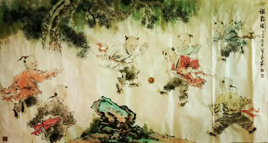 毛智勇作品《蹴鞠图》