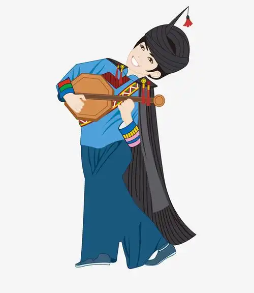 带披风的少数哈尼族女士矢量素材