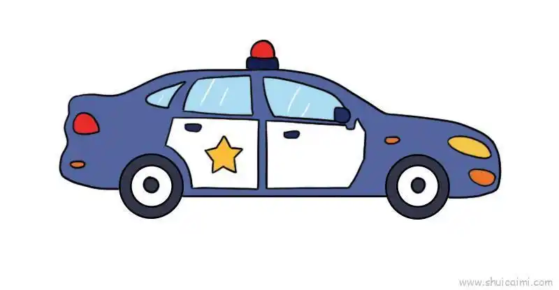 儿童简笔画警车颜色