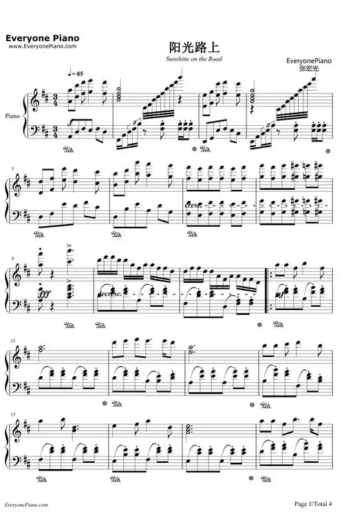 阳光路上钢琴谱-张宏光1