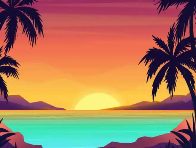 js海边太阳落山动画场景特效