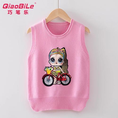 女童全棉背心2024春秋新款中大童加绒加厚马甲儿童针织毛衣开衫潮