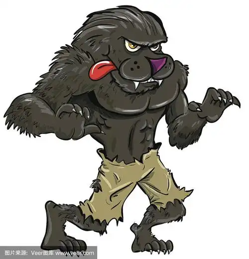 卡通狼人的舌头.孤立在白色