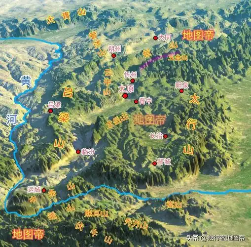 五台山脉的北部就是恒山(山脉),作为五岳之一的北岳恒山,就在恒山