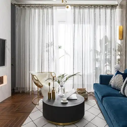 轻奢工业风现代简约仿金属风格窗纱网状窗帘定制客厅镂空精编纱帘