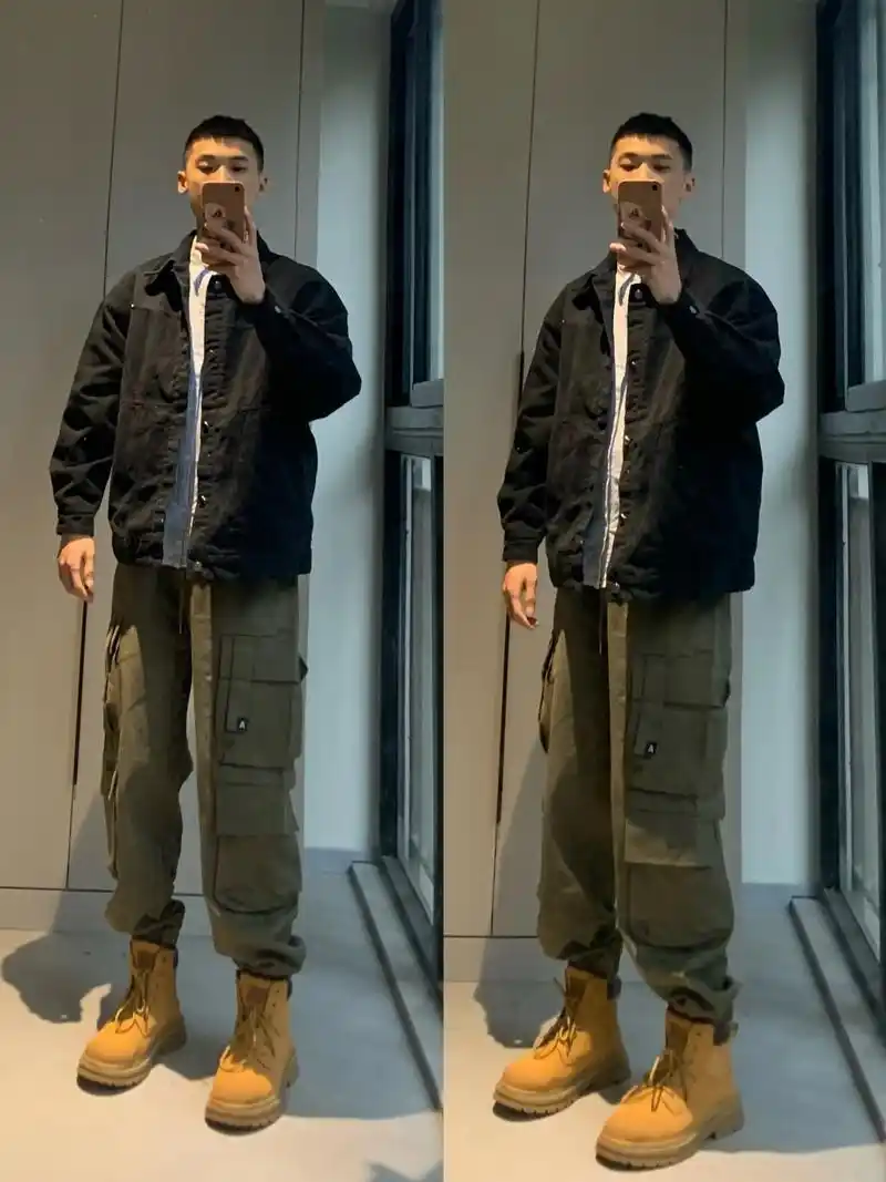 男生春季穿搭|黑色夹克工装裤马丁靴.#穿搭 #开春搭配 #男 - 抖音