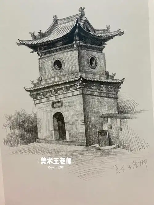 素描建筑风景画