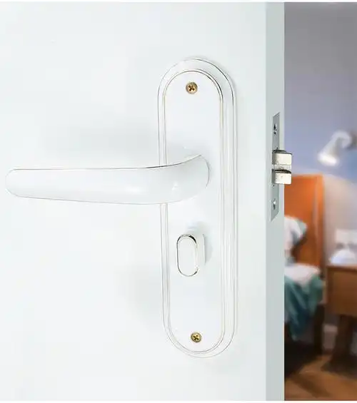 白色单舌门锁家用通用型室内卧室房间门锁具静音卫生间锁子把手