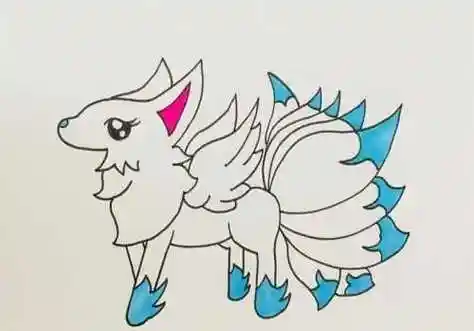 难点是画出九尾狐身上毛茸茸的质感,这样画出来的九尾狐可爱又美丽