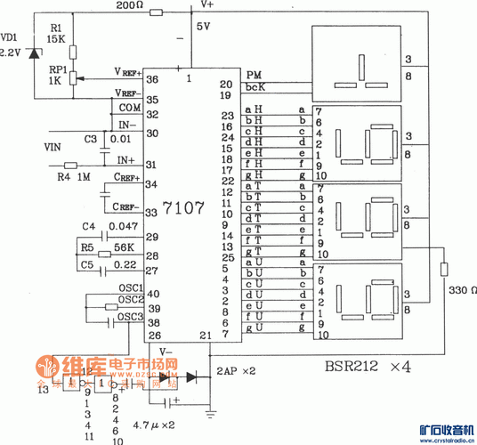 数字电压表icl7107的制作电路图