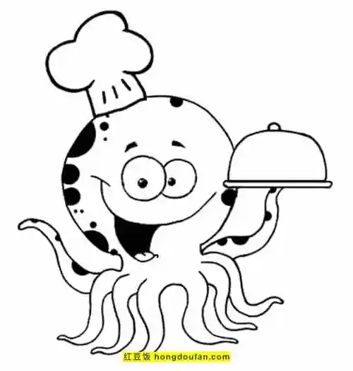 二年级简笔画,假期,假期生活,儿童涂色,儿童画,儿童简笔画,八爪鱼