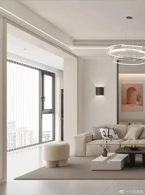 硬装  电视背景墙留白设计,凸显简约之美;大砖通铺,营造开阔空间