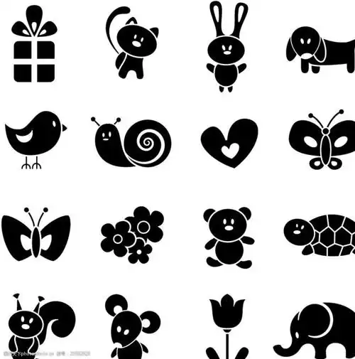 卡通动物剪影矢量素材