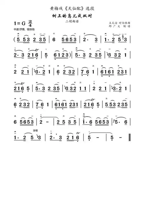 二胡曲谱乐谱邢广义拟定弓指法